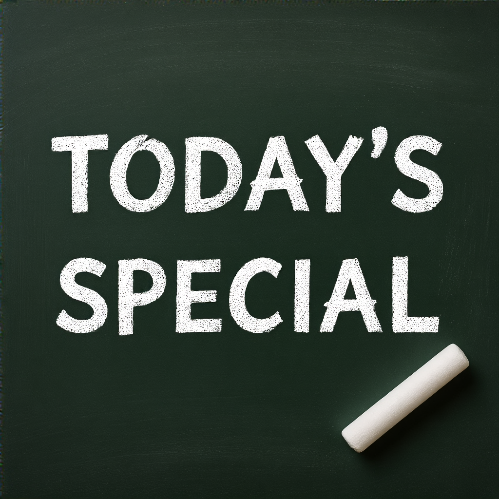 The phrase 'TODAY'S SPECIAL' written in white chalk on a dar
