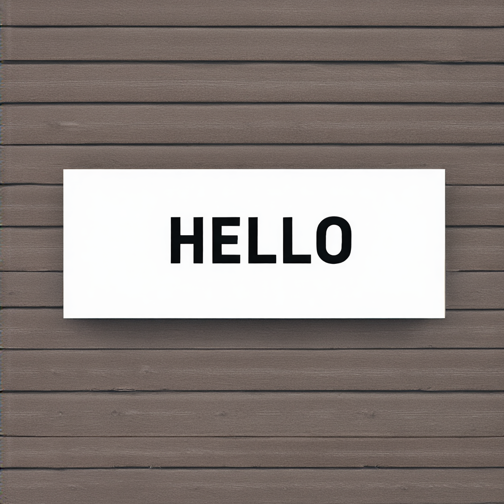 A single large word 'HELLO' centered on a white background