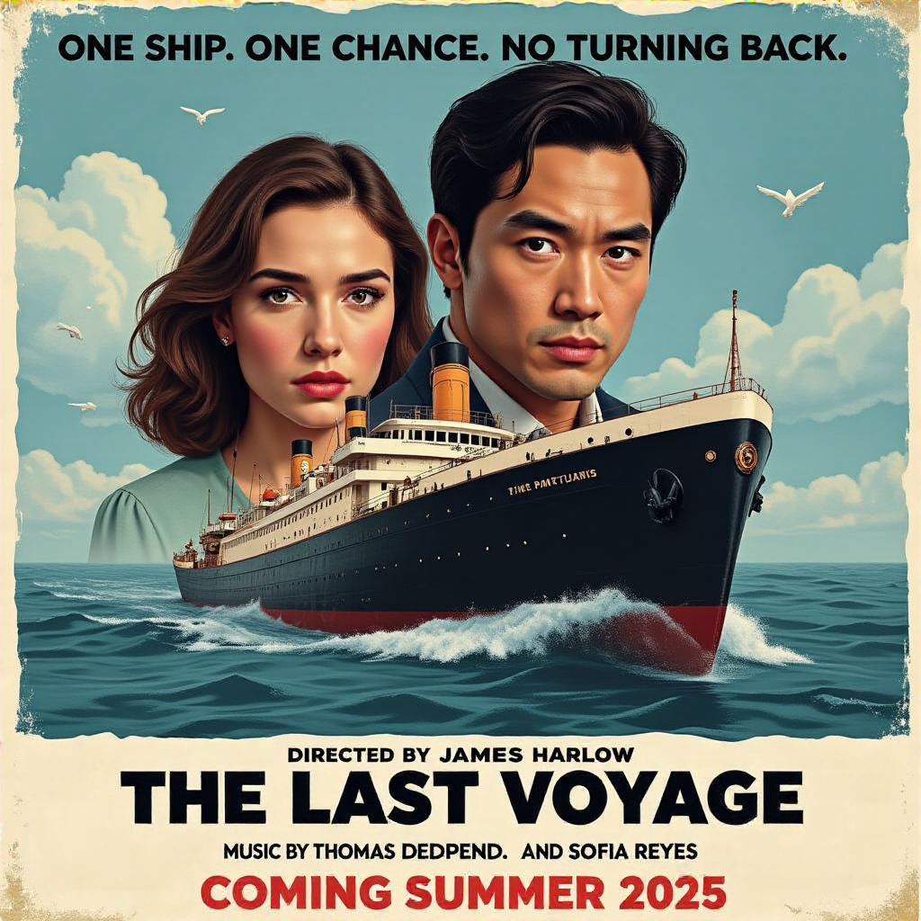 A vintage movie poster for 'THE LAST VOYAGE' featuring a tag
