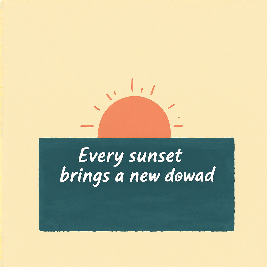 'Every sunset brings a new dawn ahead' written neatly on a p