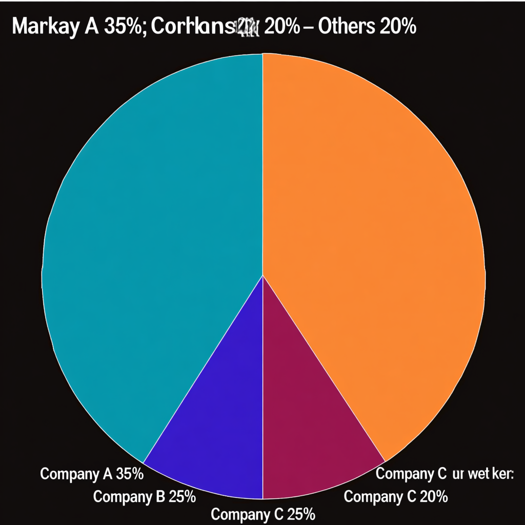 A pie chart showing market share: Company A 35%, Company B 2