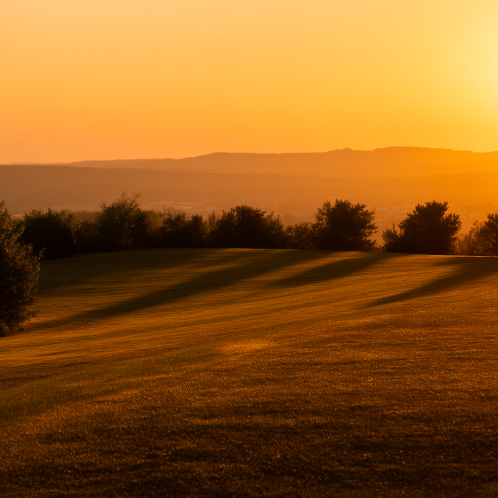 A landscape photograph bathed in golden hour light — long wa