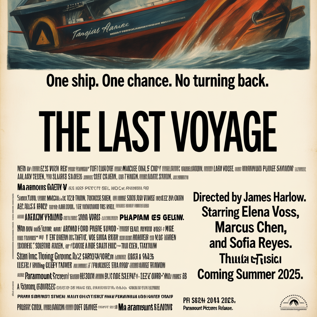 A vintage movie poster for 'THE LAST VOYAGE' featuring a tag