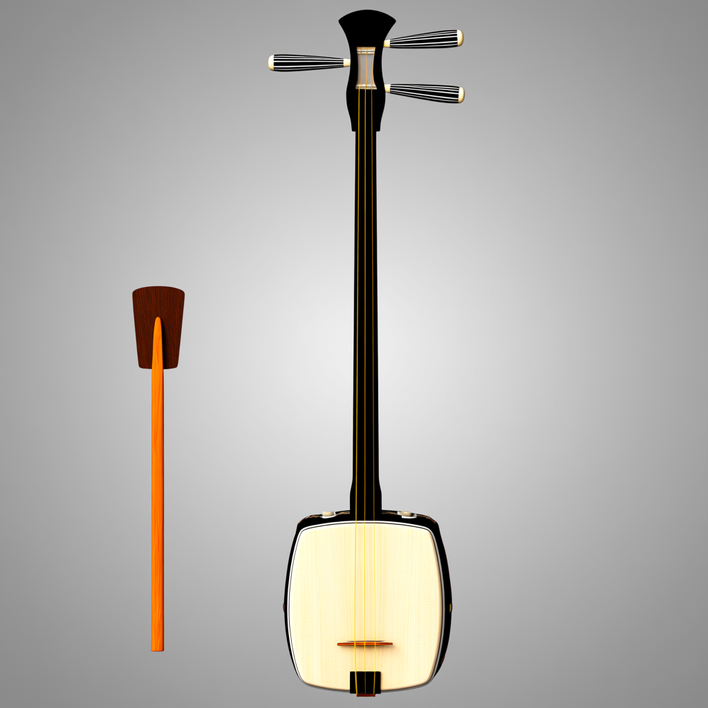A traditional Japanese shamisen instrument with accurate thr
