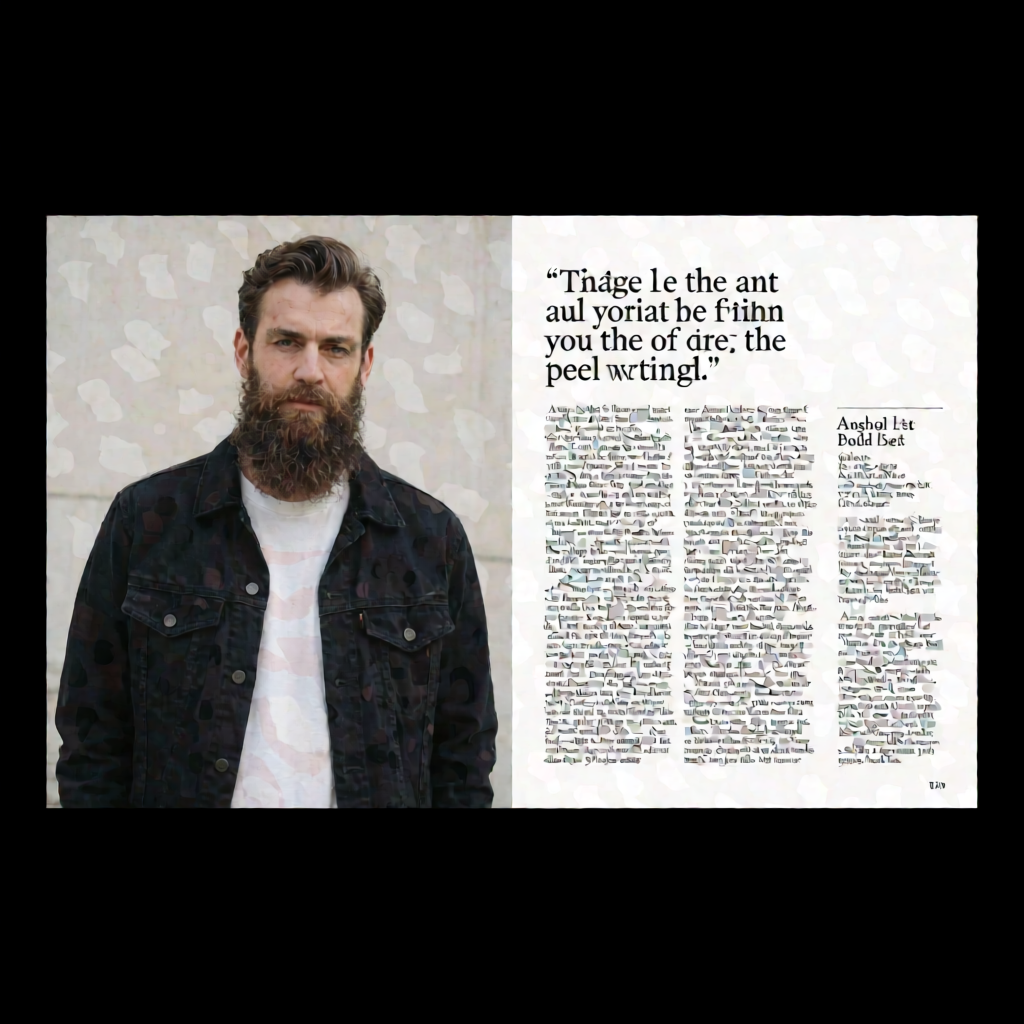 A magazine double-page spread with a left page containing a 