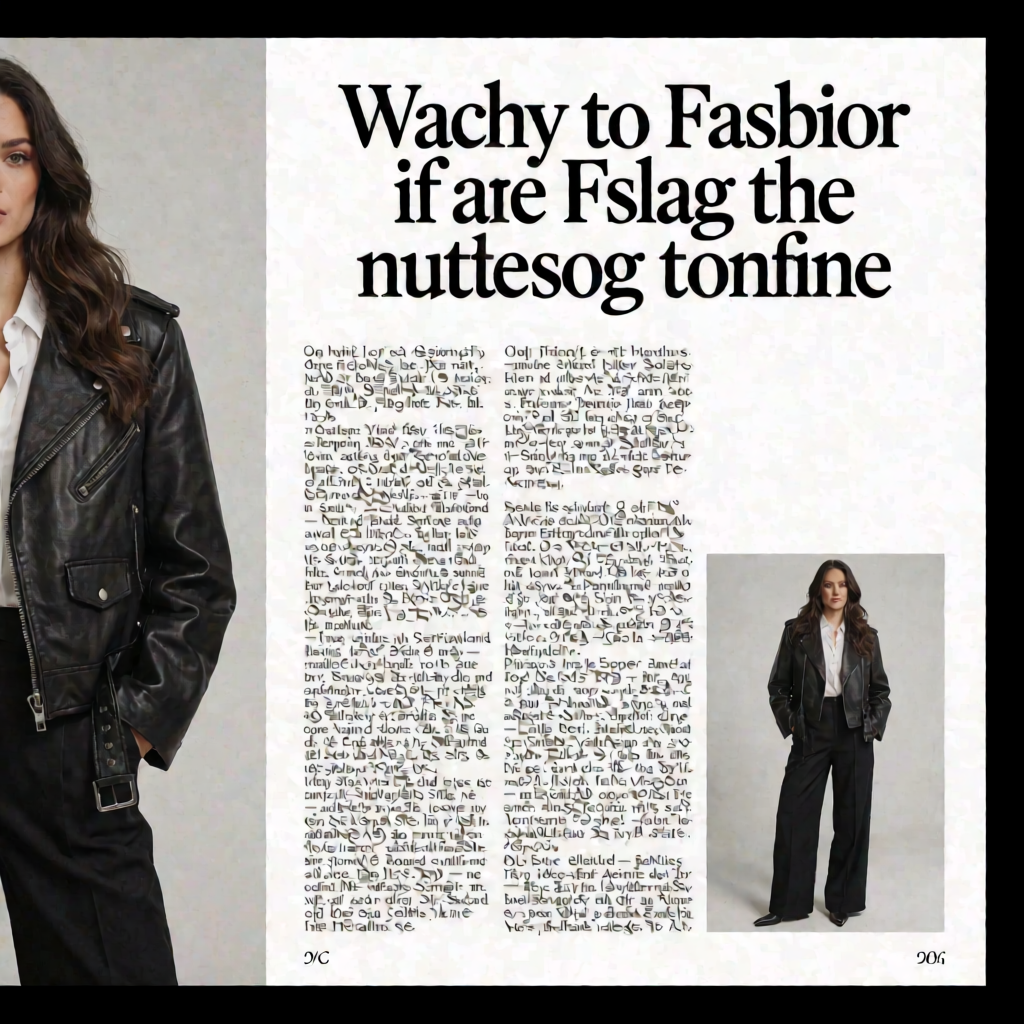 A fashion magazine spread with a full-bleed left-page photo,