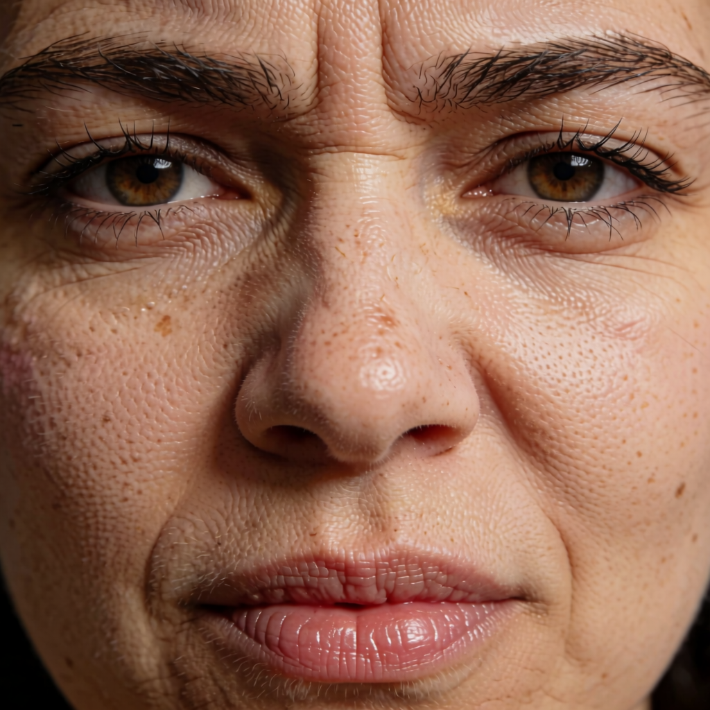 A close-up of a person's face showing clear disgust, nose wr