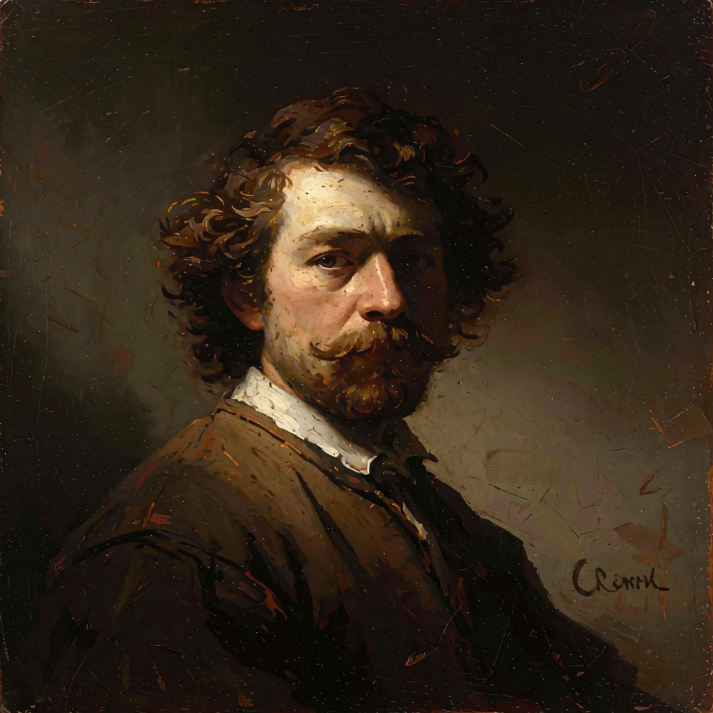 A portrait lit with classic Rembrandt lighting — triangle of