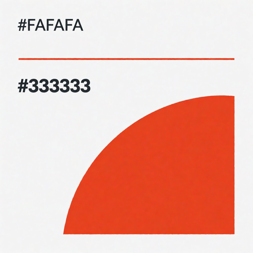 A graphic design composition with background #FAFAFA (near-w