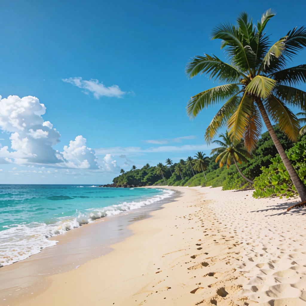 A tropical beach scene with no people