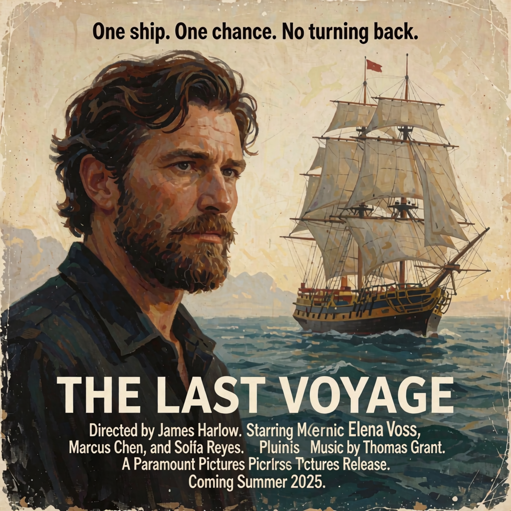 A vintage movie poster for 'THE LAST VOYAGE' featuring a tag