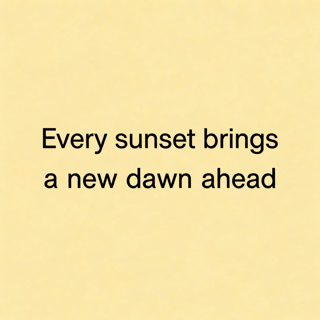 'Every sunset brings a new dawn ahead' written neatly on a p
