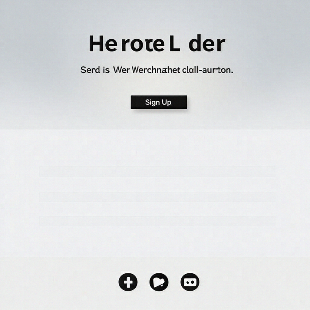A landing page design with a hero header image at the top, a