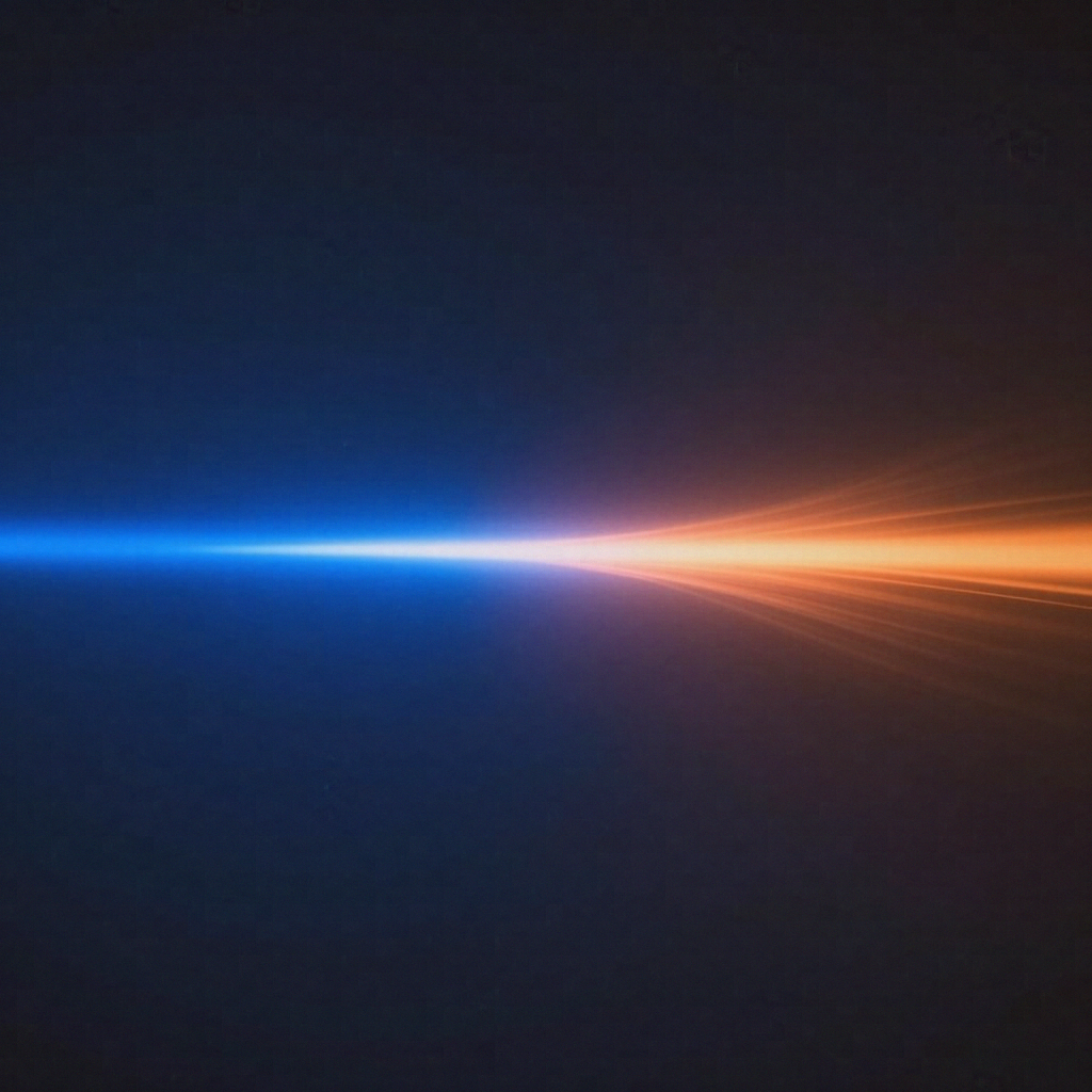 A cinematic frame with blue and orange anamorphic lens flare