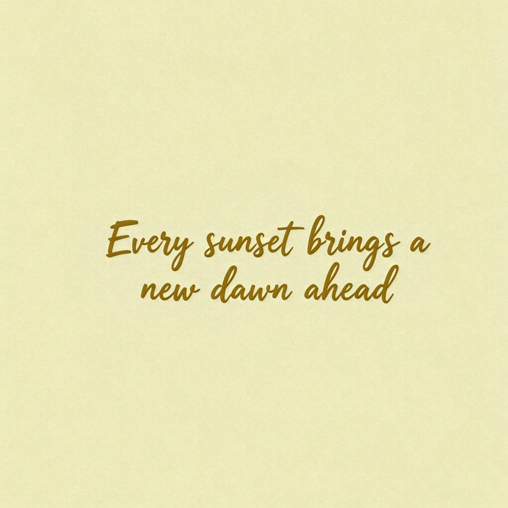 'Every sunset brings a new dawn ahead' written neatly on a p