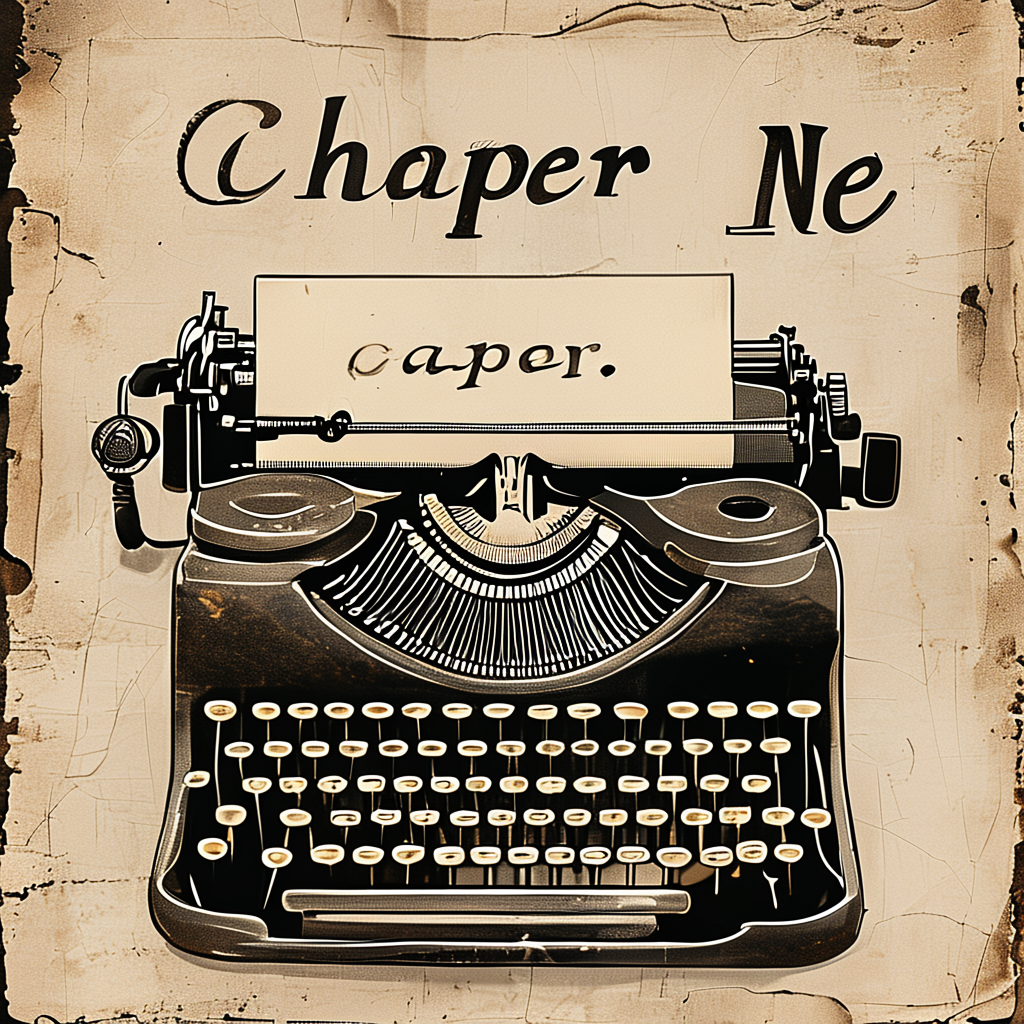 The word 'CHAPTER ONE' typed on aged paper with a vintage typewriter font, complete with slightly uneven ink