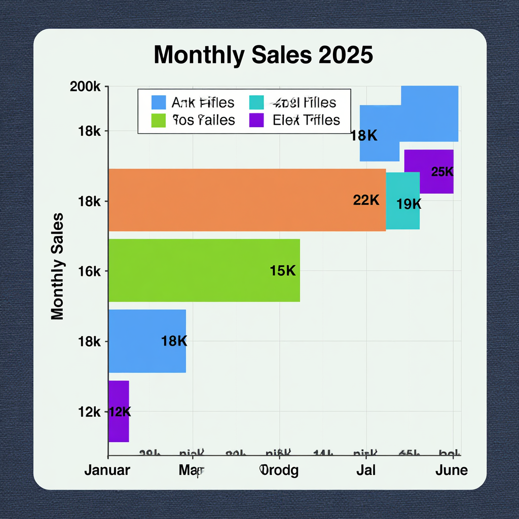 A bar chart showing monthly sales for January through June w
