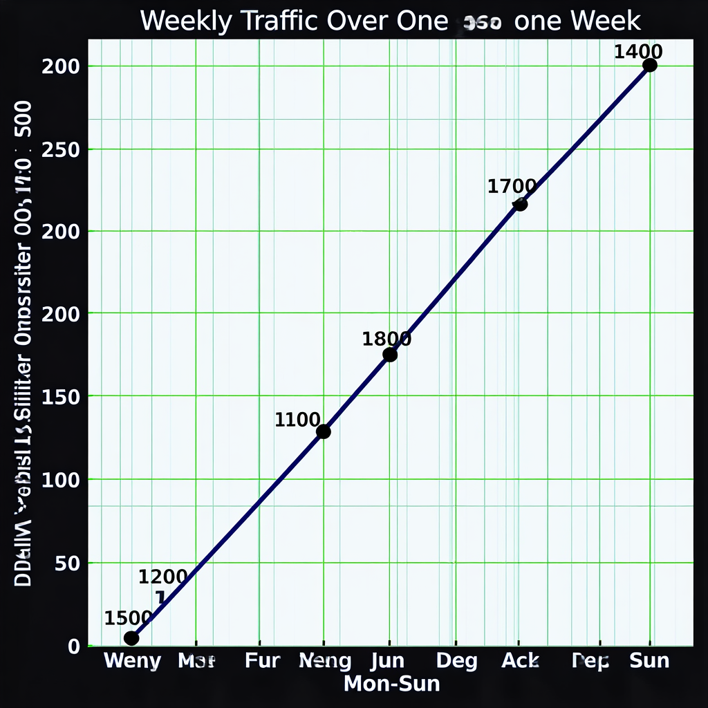 A simple line graph showing daily website visitors over one 