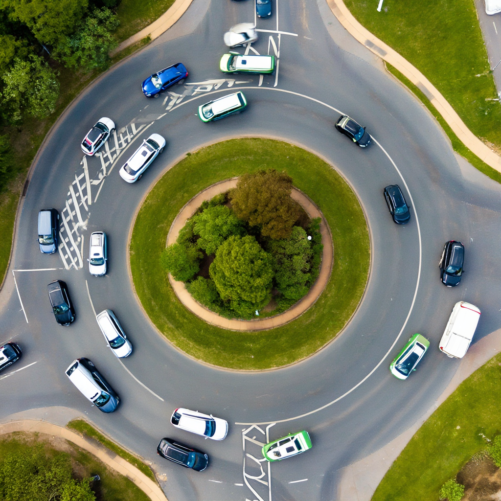 An aerial bird's-eye view looking straight down at a traffic