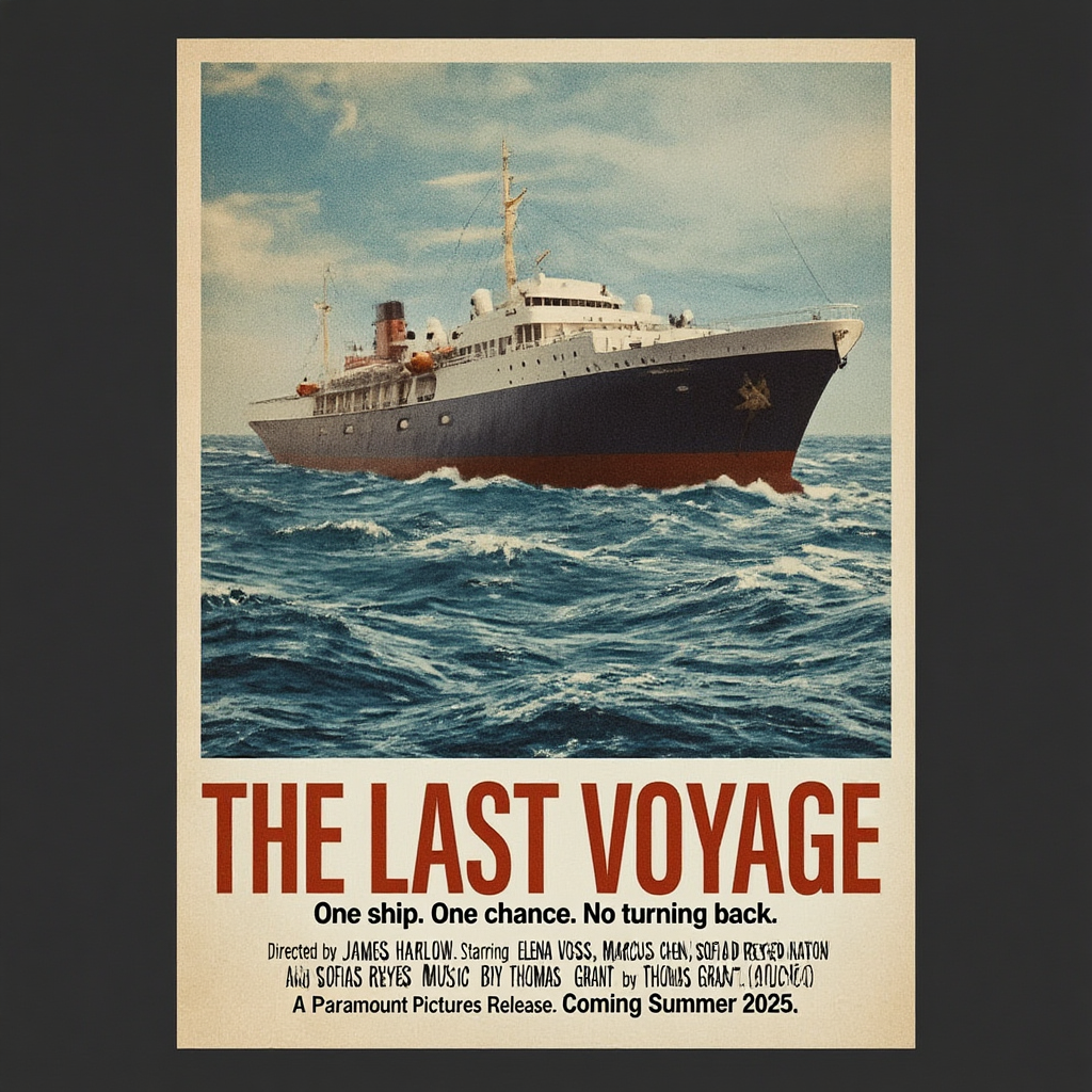 A vintage movie poster for 'THE LAST VOYAGE' featuring a tag