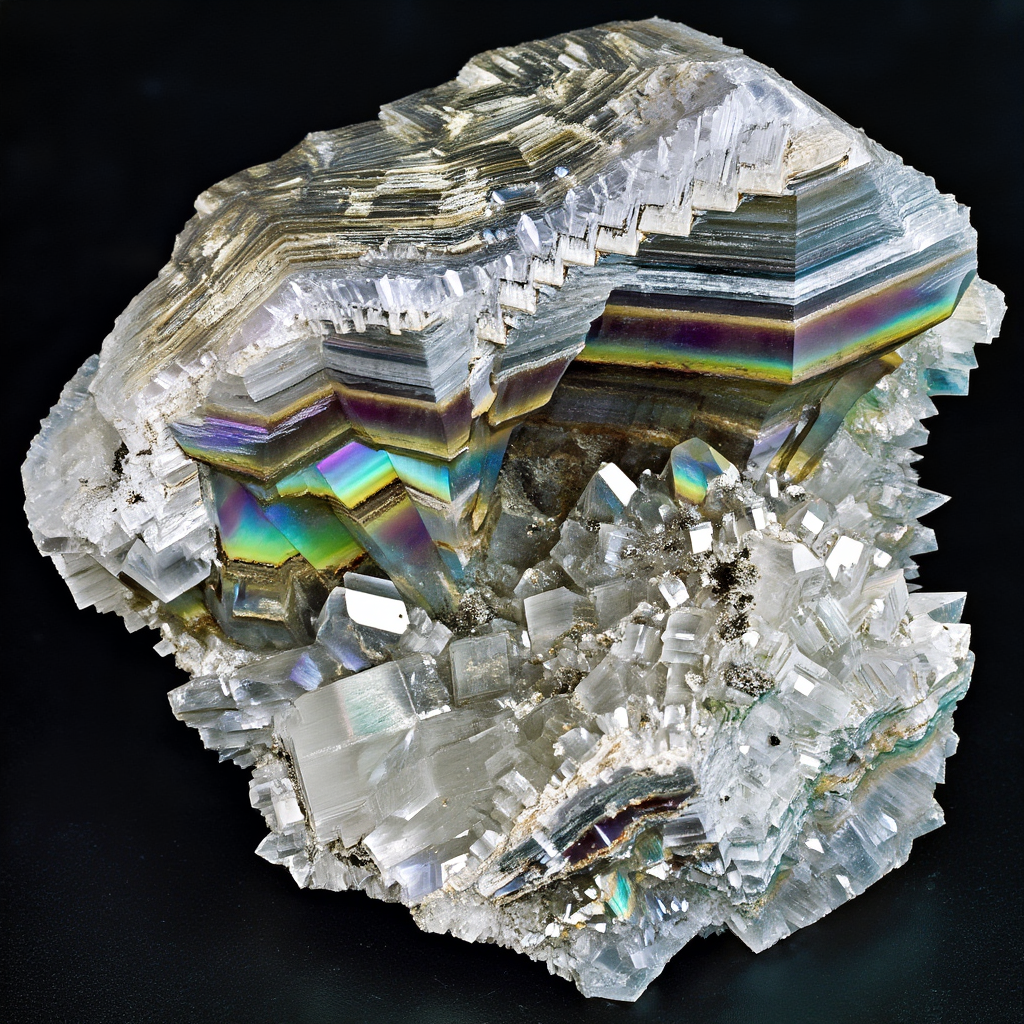 A specimen of bismuth crystal showing accurate iridescent ox