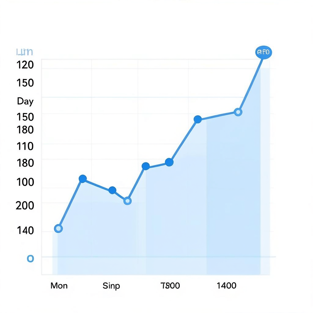 A simple line graph showing daily website visitors over one 