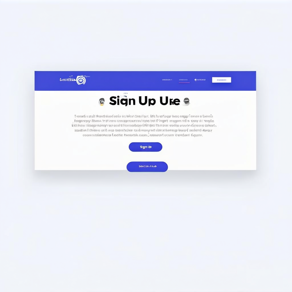 A landing page design with a hero header image at the top, a