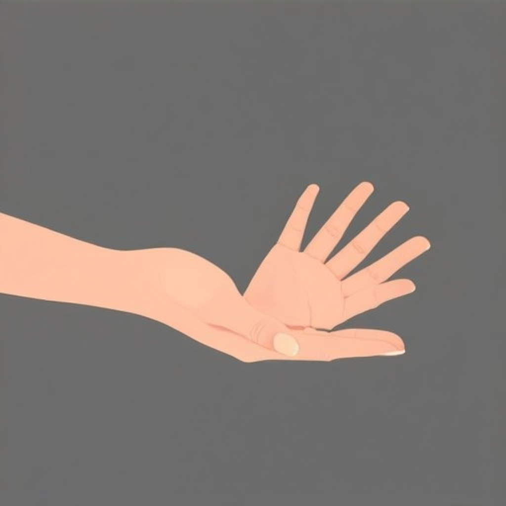A woman holding her hands out in front of her palms-up, all 