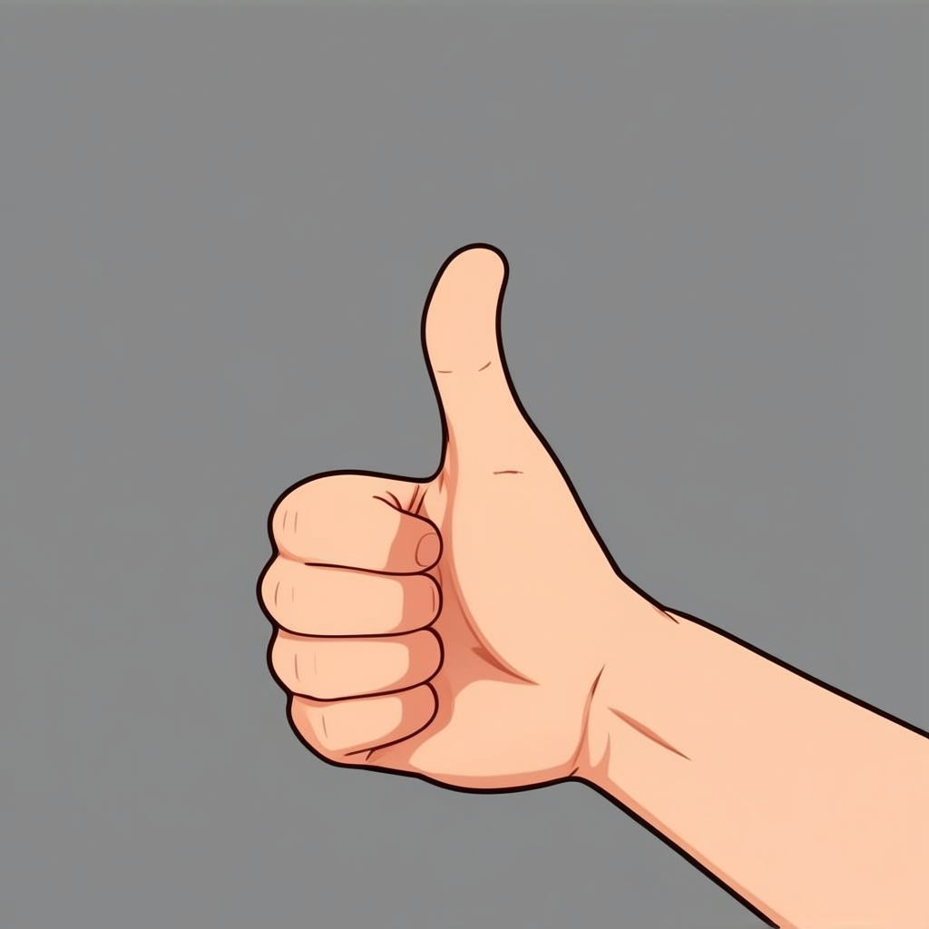 A hand giving a thumbs-up with four fingers curled and thumb