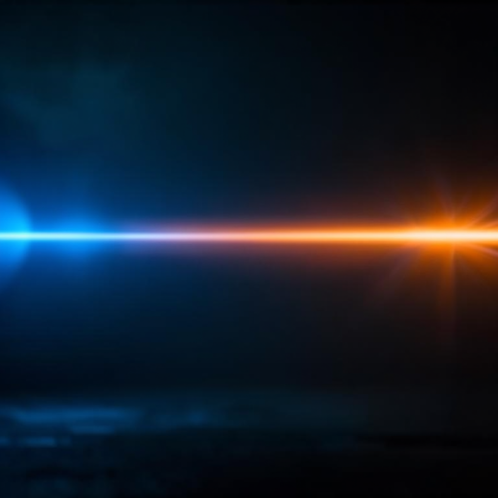 A cinematic frame with blue and orange anamorphic lens flare