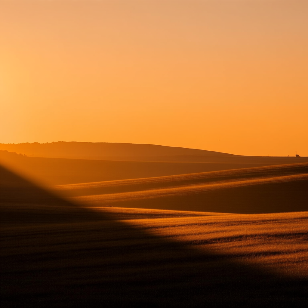 A landscape photograph bathed in golden hour light — long wa