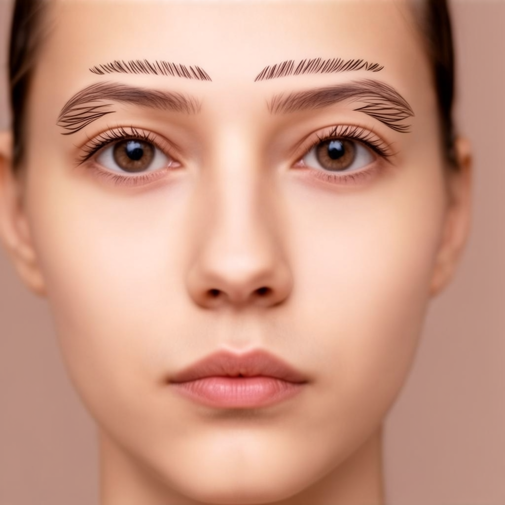 A human face with eyes, nose, and mouth but no eyebrows