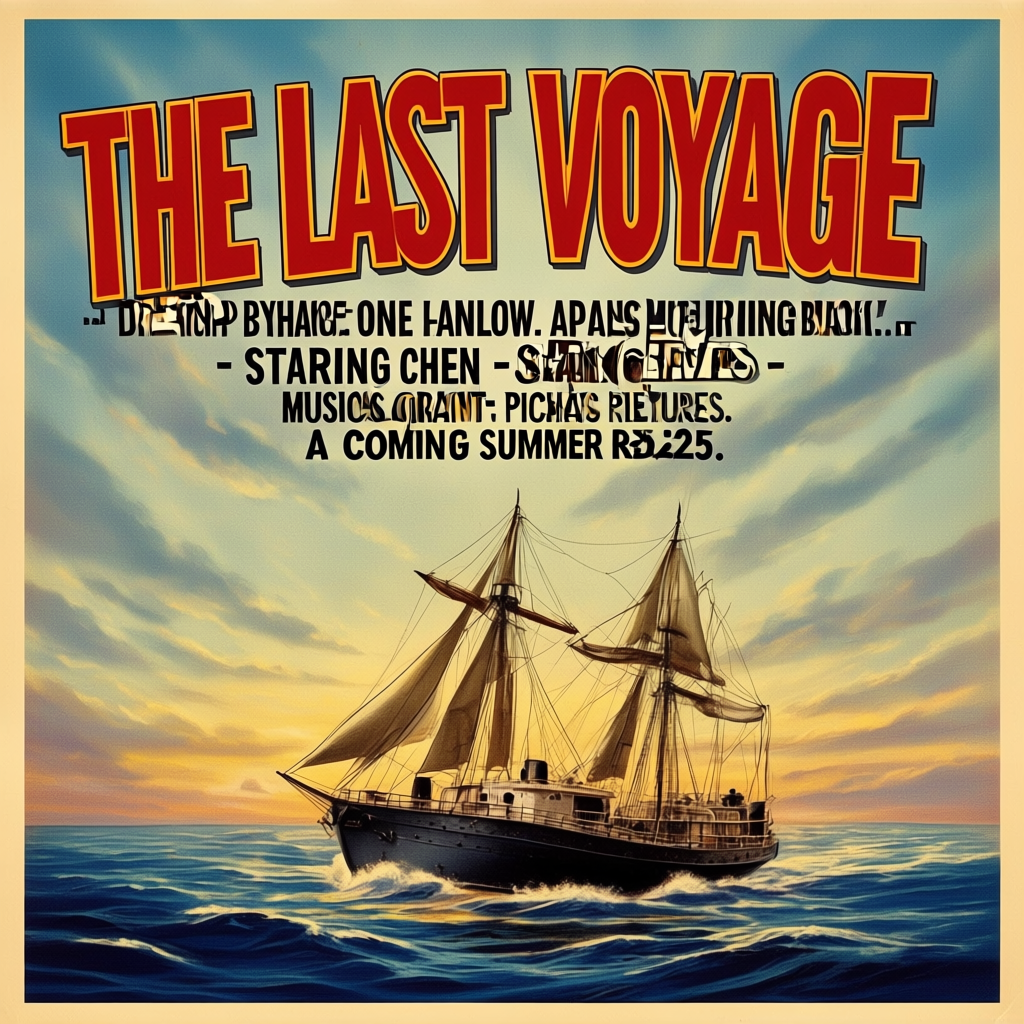 A vintage movie poster for 'THE LAST VOYAGE' featuring a tag