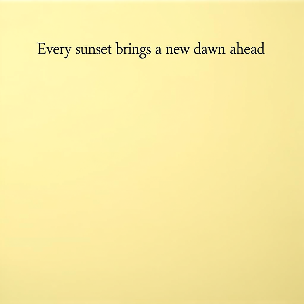 'Every sunset brings a new dawn ahead' written neatly on a p