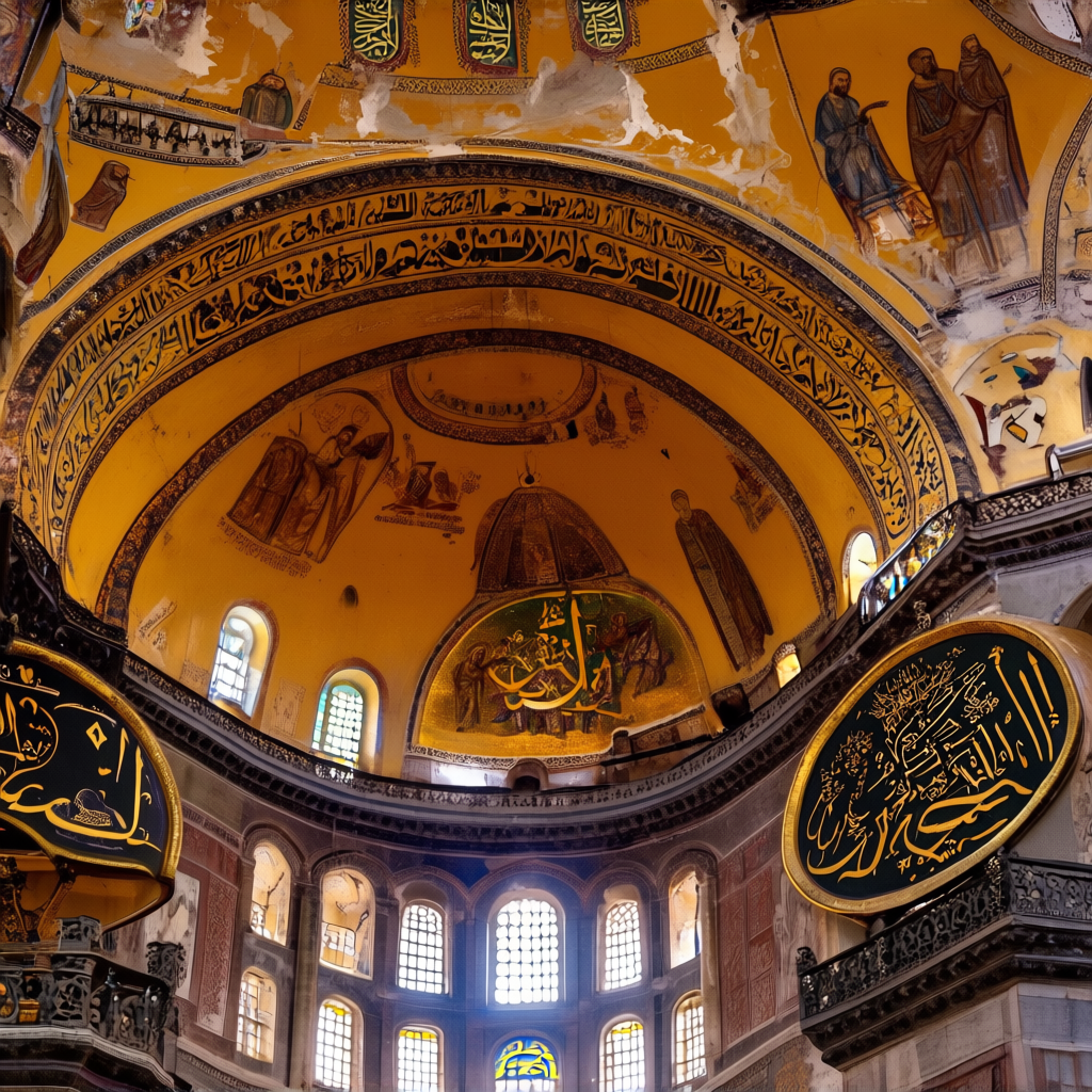 The Hagia Sophia interior showing the massive central dome, 