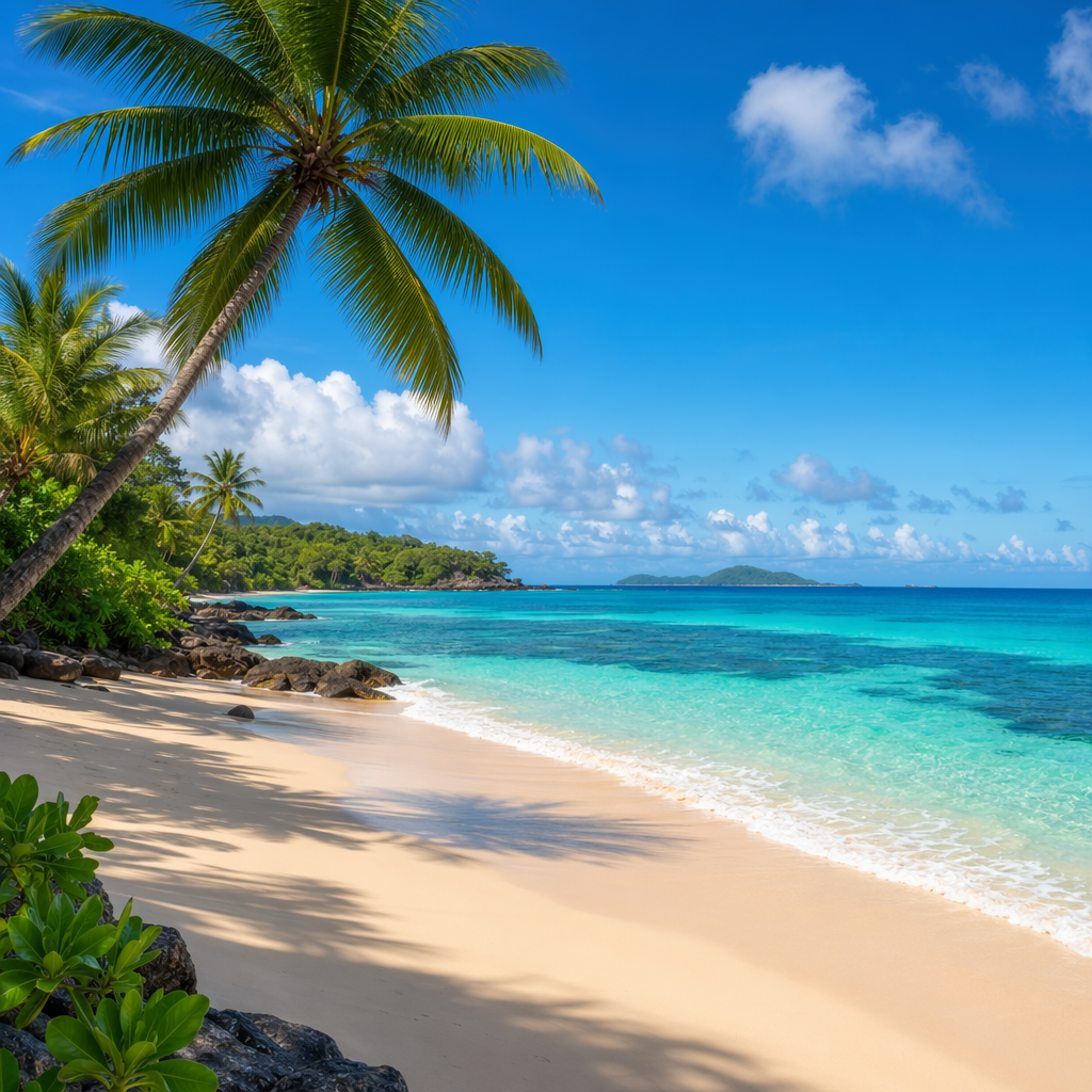 A tropical beach scene with no people
