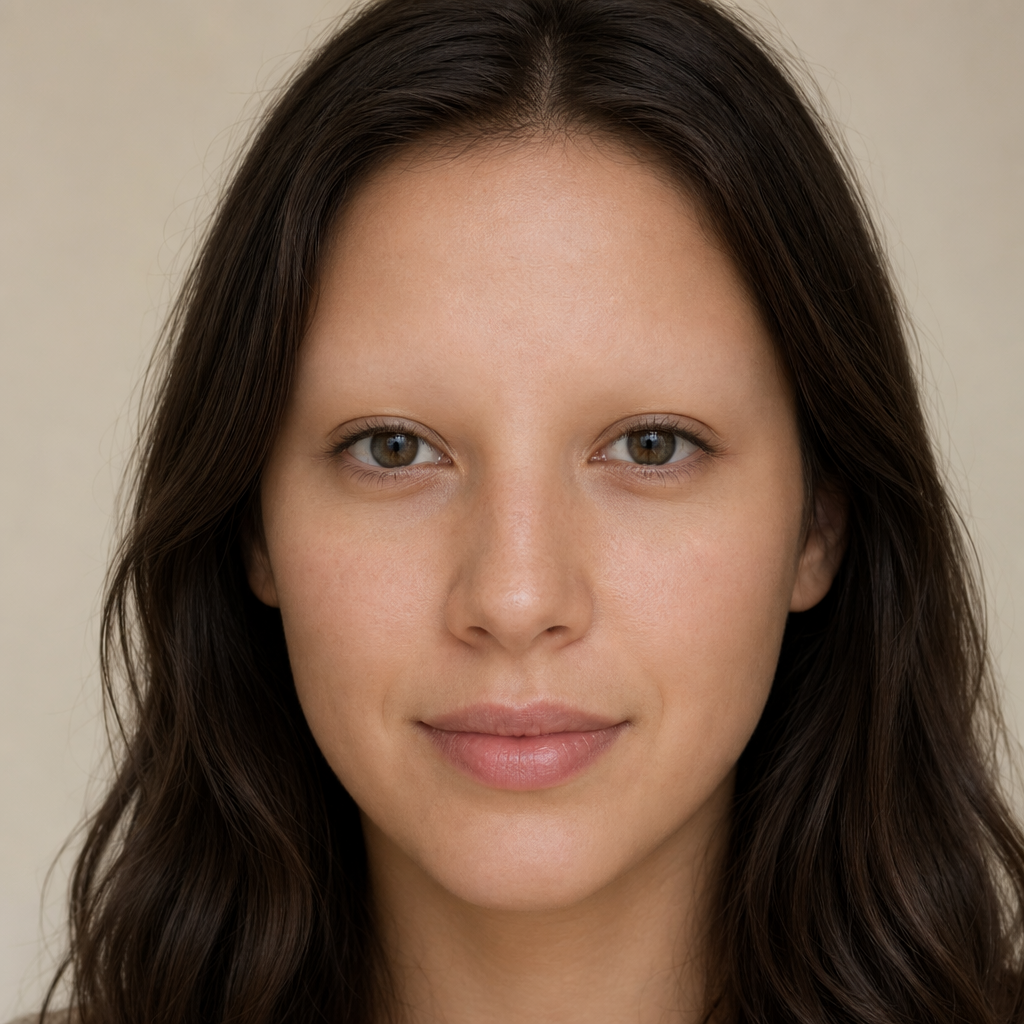 A human face with eyes, nose, and mouth but no eyebrows