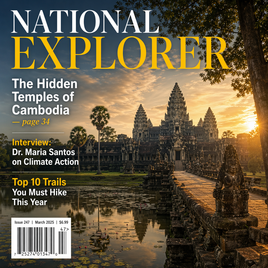 A magazine cover titled 'NATIONAL EXPLORER' with cover lines