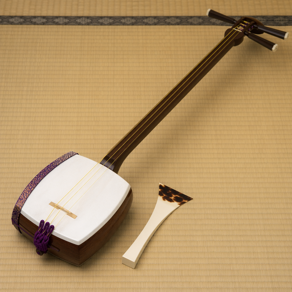 A traditional Japanese shamisen instrument with accurate thr