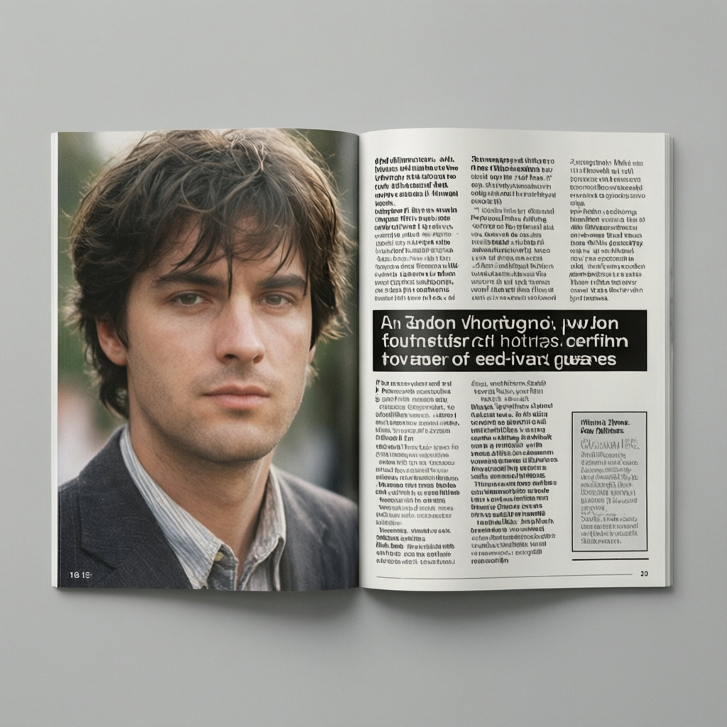 A magazine double-page spread with a left page containing a 