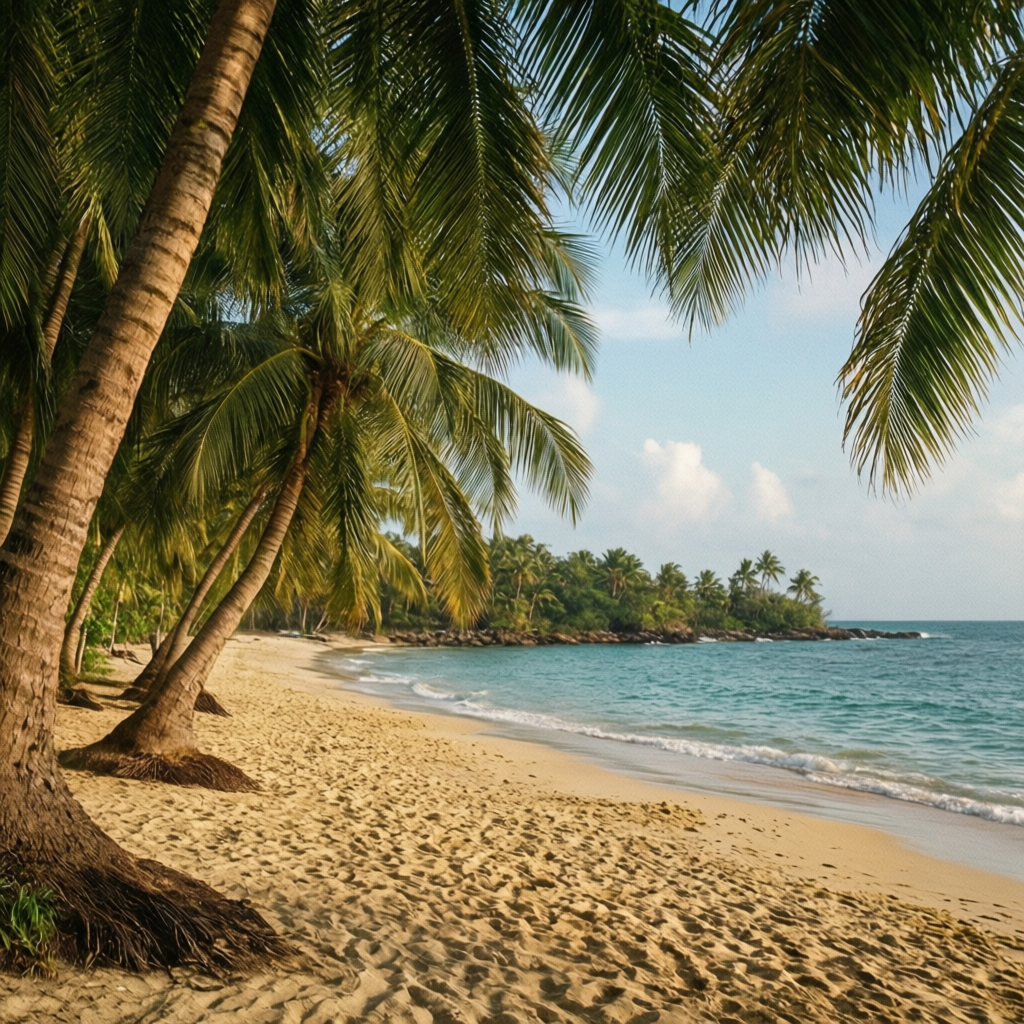 A tropical beach scene with no people
