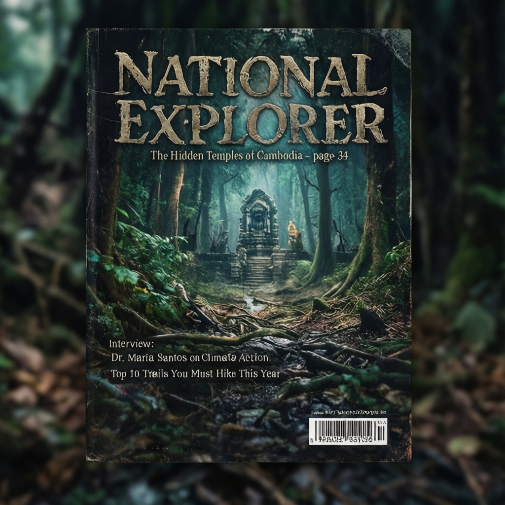 A magazine cover titled 'NATIONAL EXPLORER' with cover lines