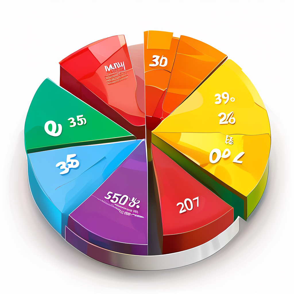 A pie chart showing market share: Company A 35%, Company B 2