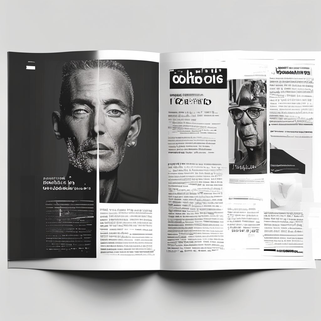 A magazine double-page spread with a left page containing a 