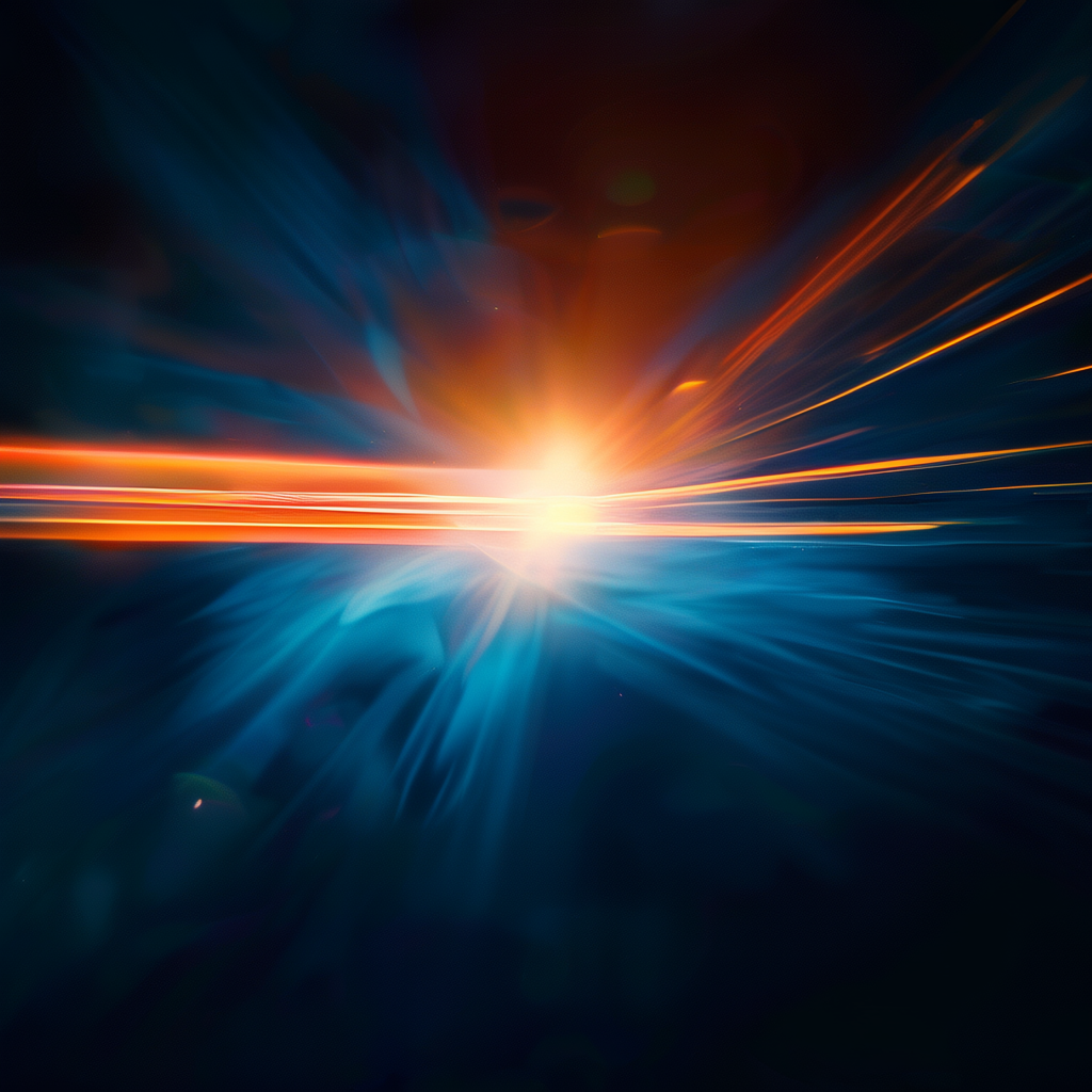 A cinematic frame with blue and orange anamorphic lens flare