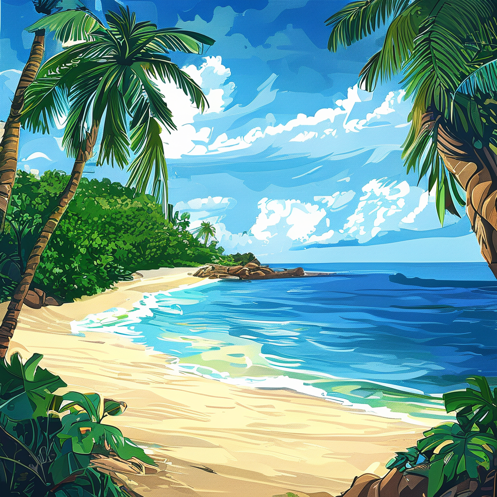 A tropical beach scene with no people