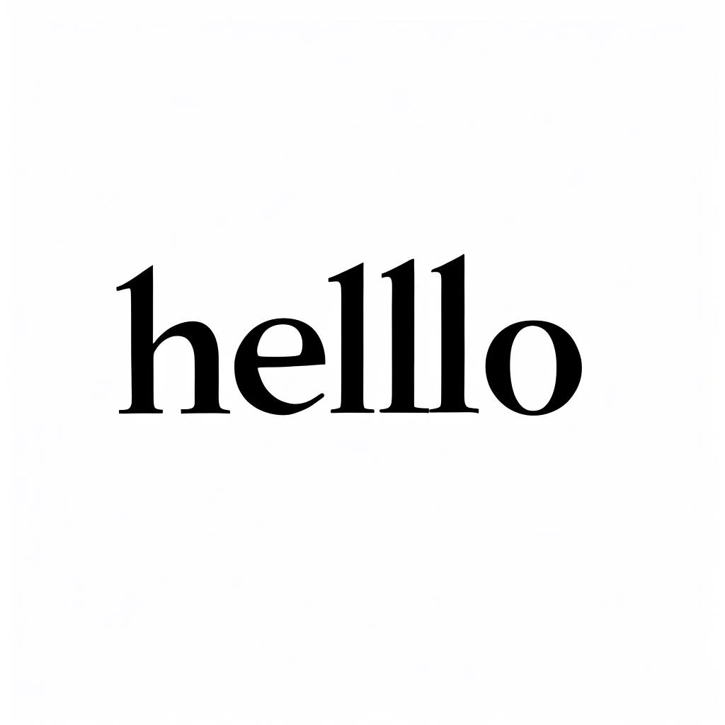 A single large word 'HELLO' centered on a white background