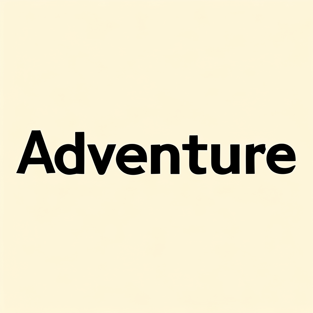 The word 'ADVENTURE' in big bold letters centered on a plain