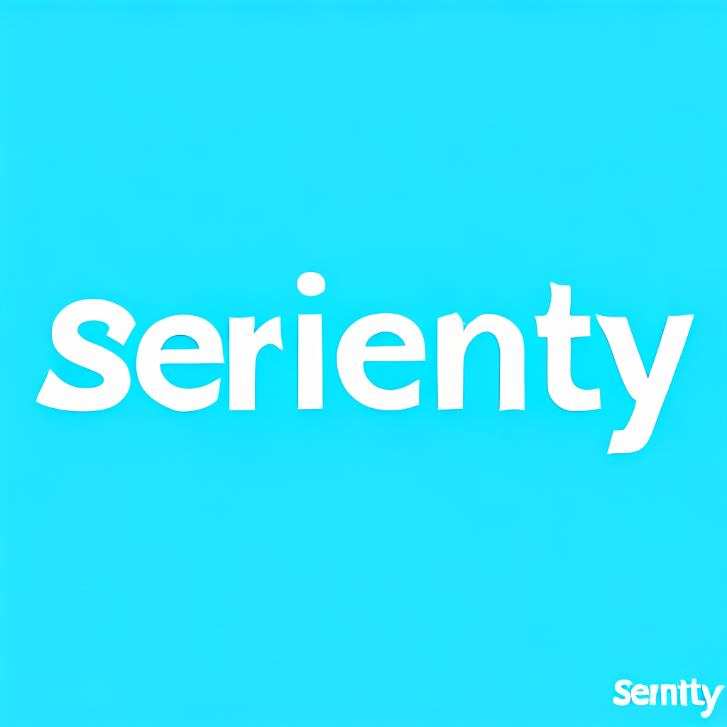 The word 'SERENITY' written large and centered on a solid li