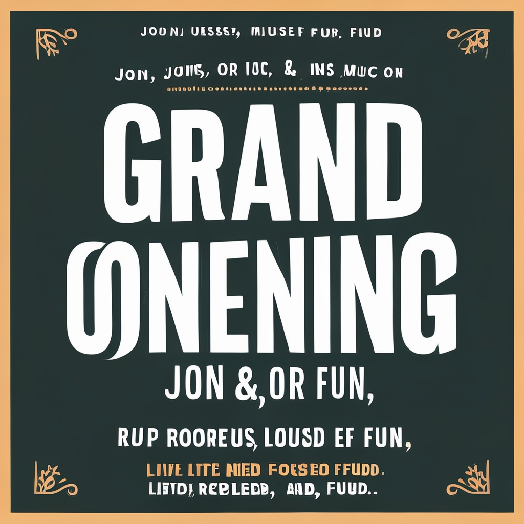 A flyer with large title 'GRAND OPENING', subtitle 'Join us 